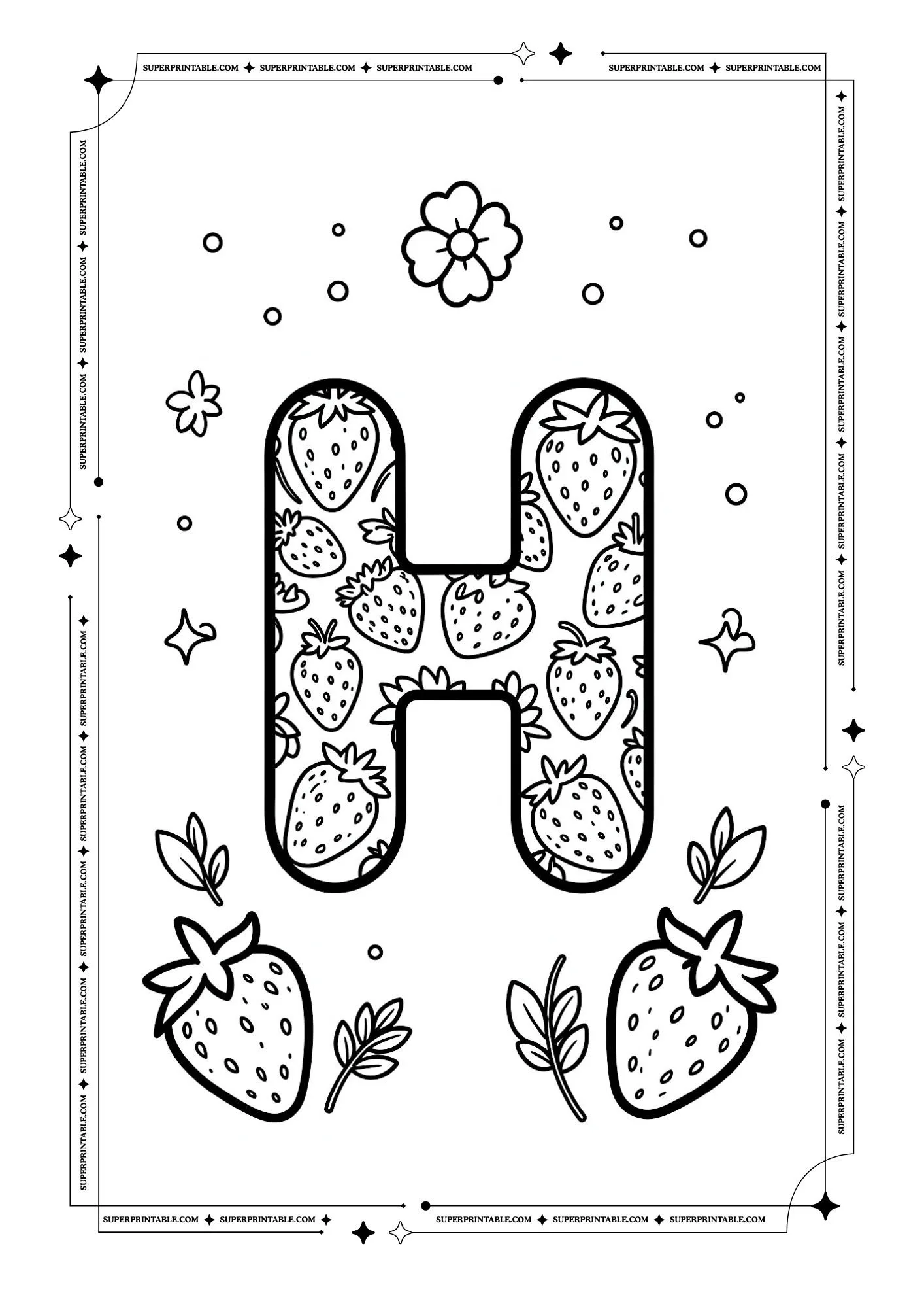 Strawberry Alphabet Coloring Pages 8