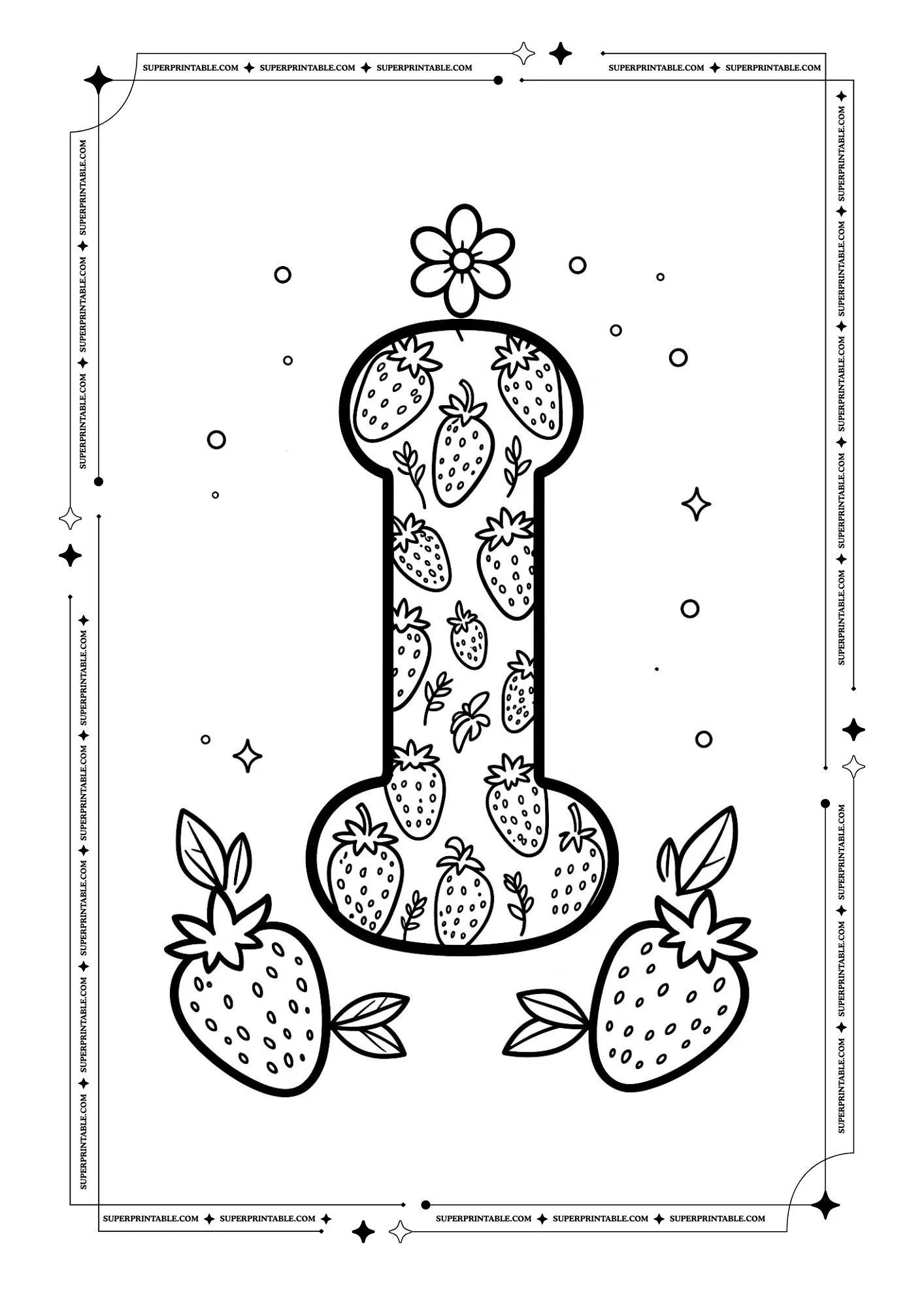 Strawberry Alphabet Coloring Pages 9