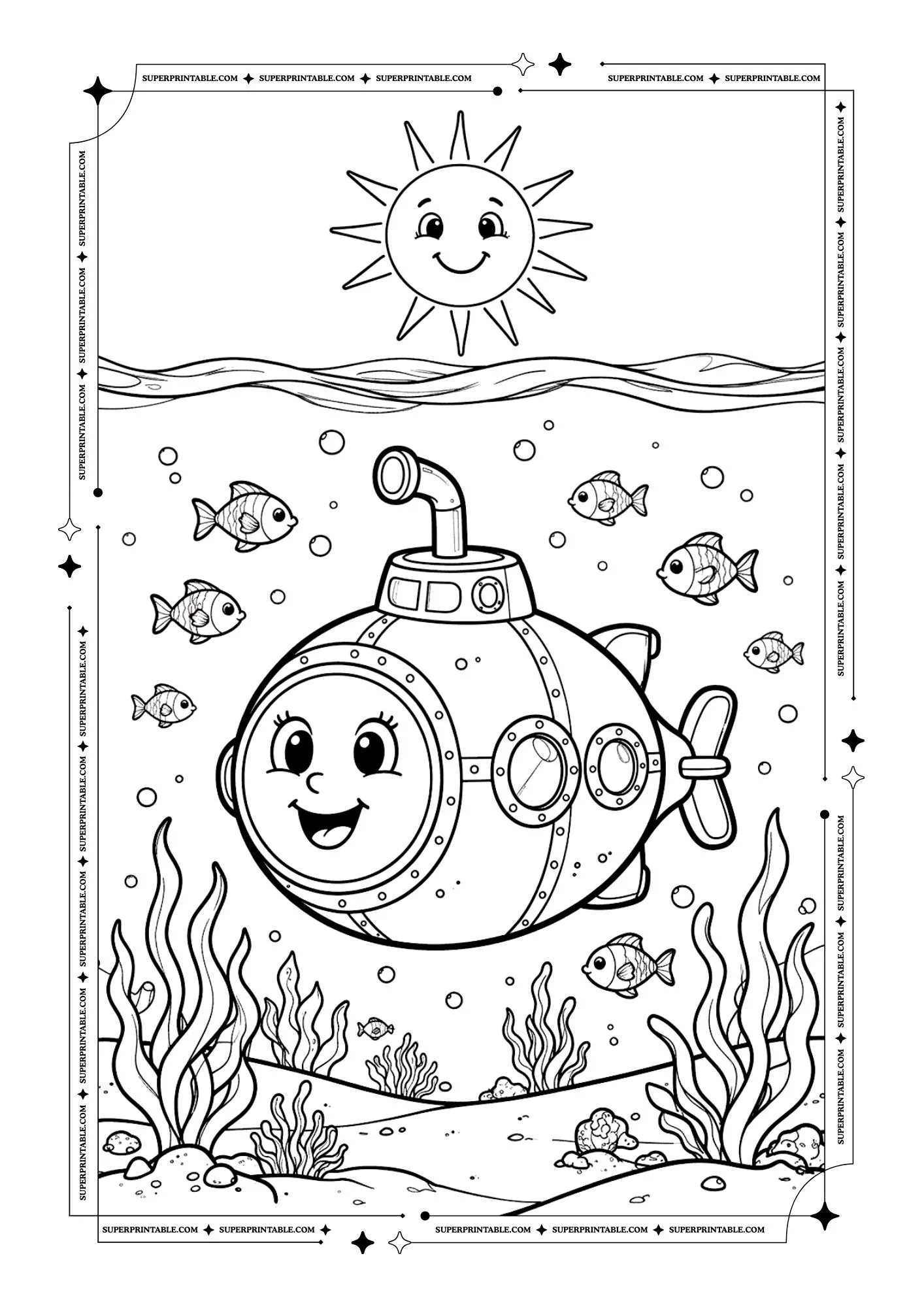 Submarine Coloring Pages 1