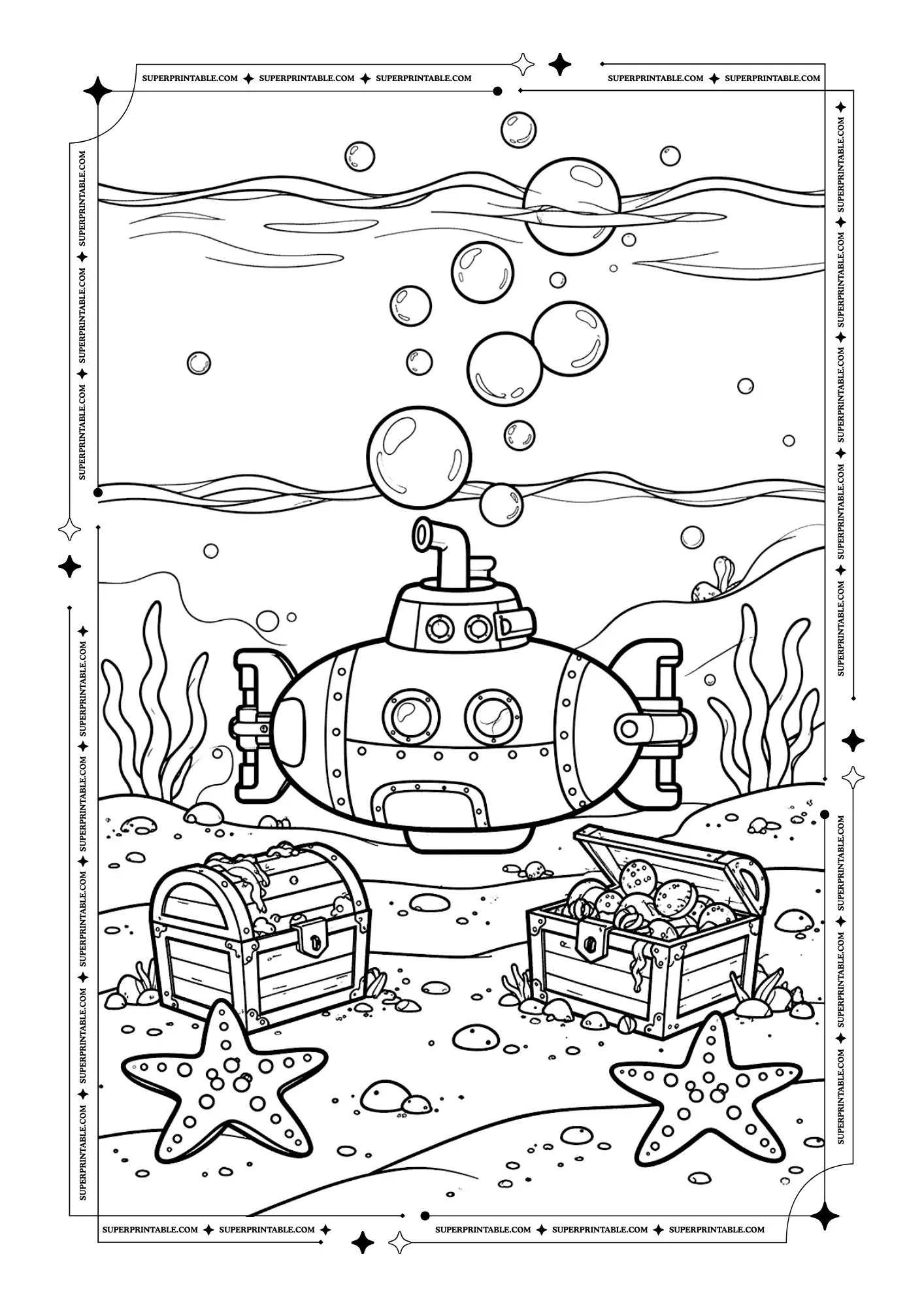 Submarine Coloring Pages 2