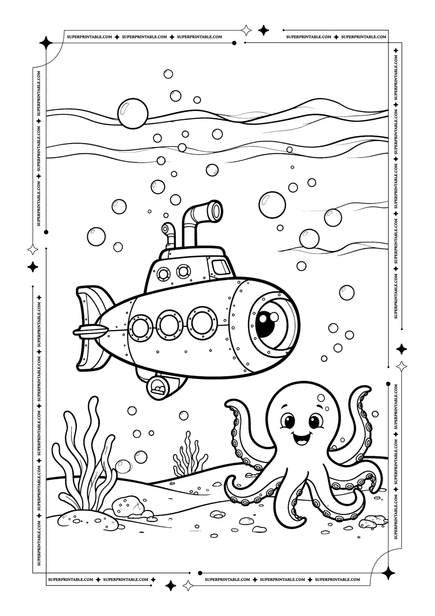 Submarine Coloring Pages 3