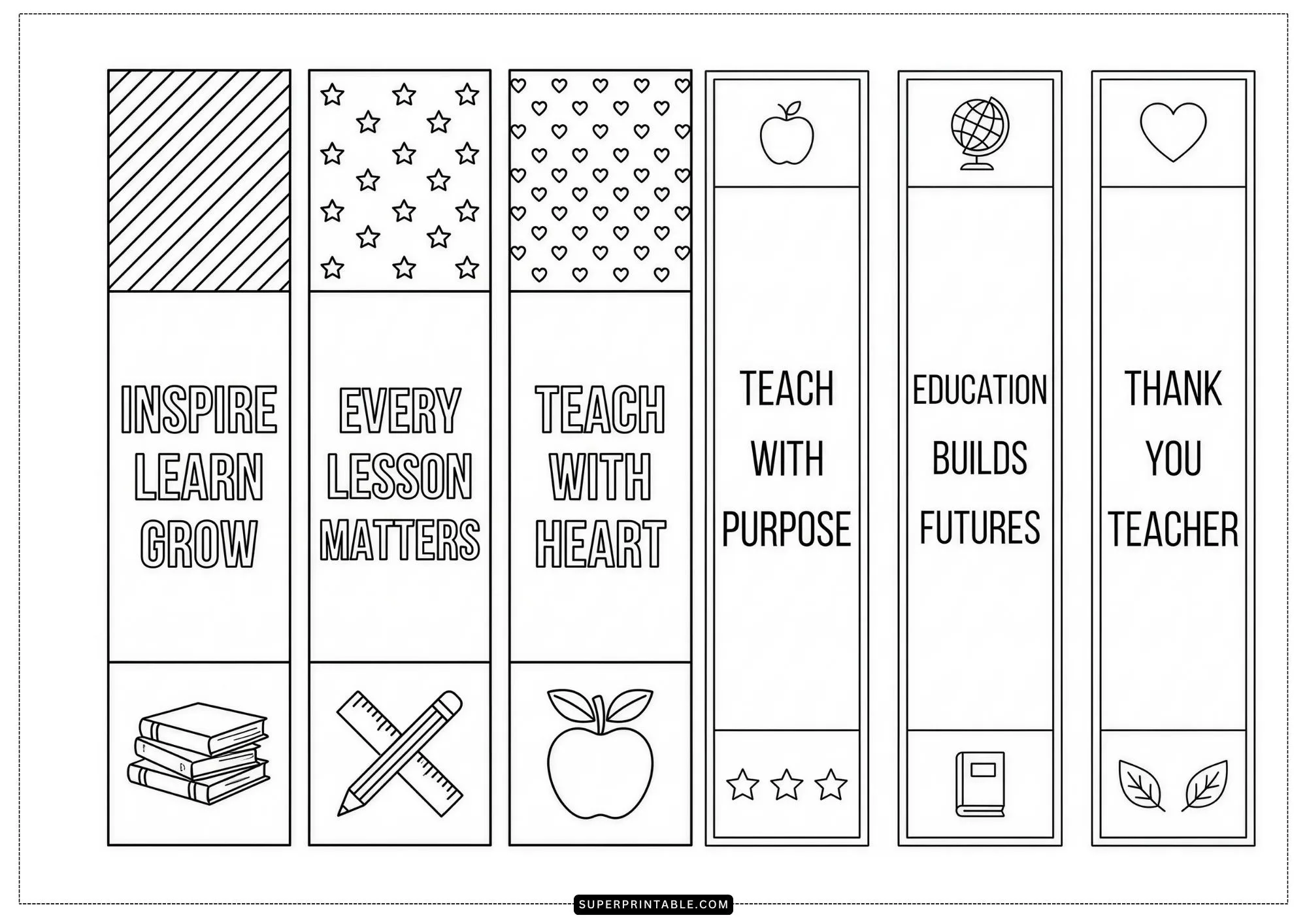 Teacher Bookmarks Coloring Pages 1