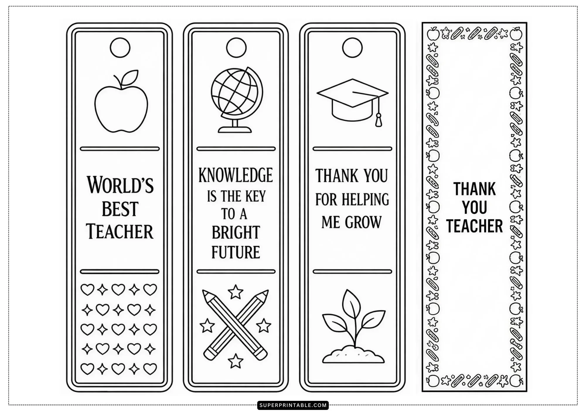 Teacher Bookmarks Coloring Pages 2