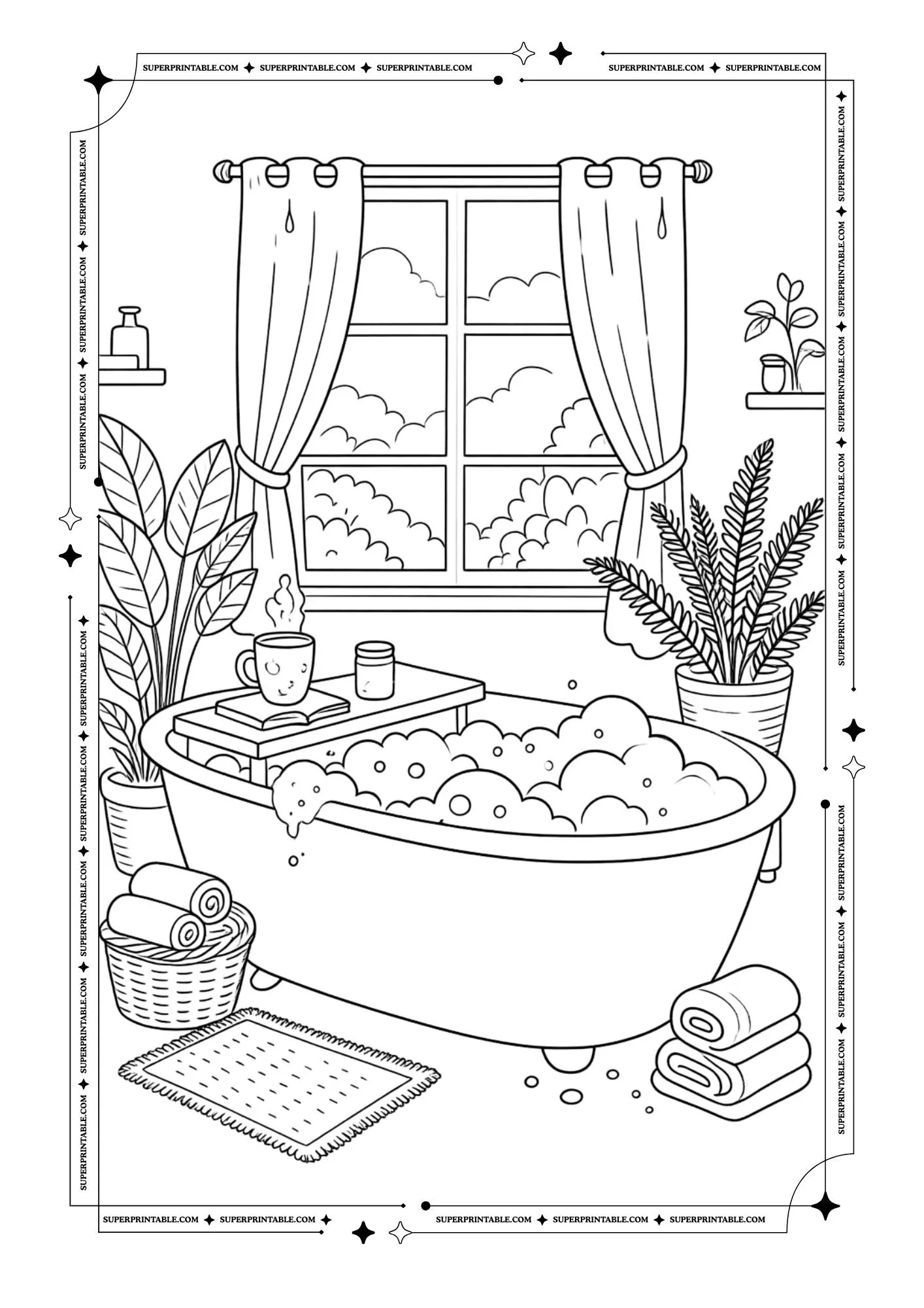 The Cozy Soak Retreat Coloring Sheets 3