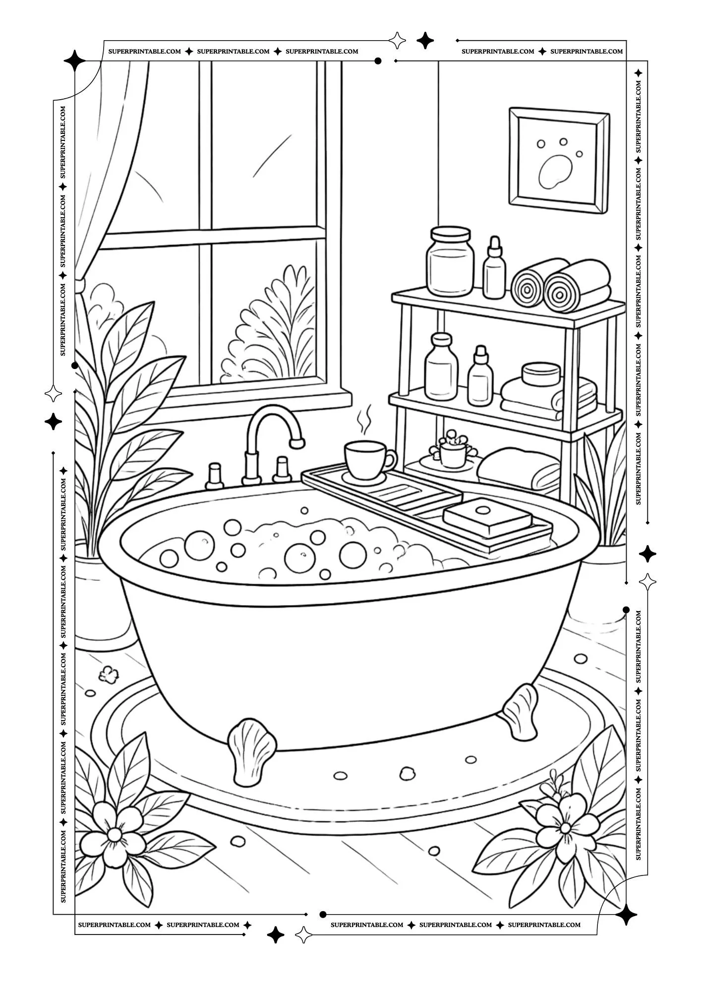 The Cozy Soak Retreat Coloring Sheets 4