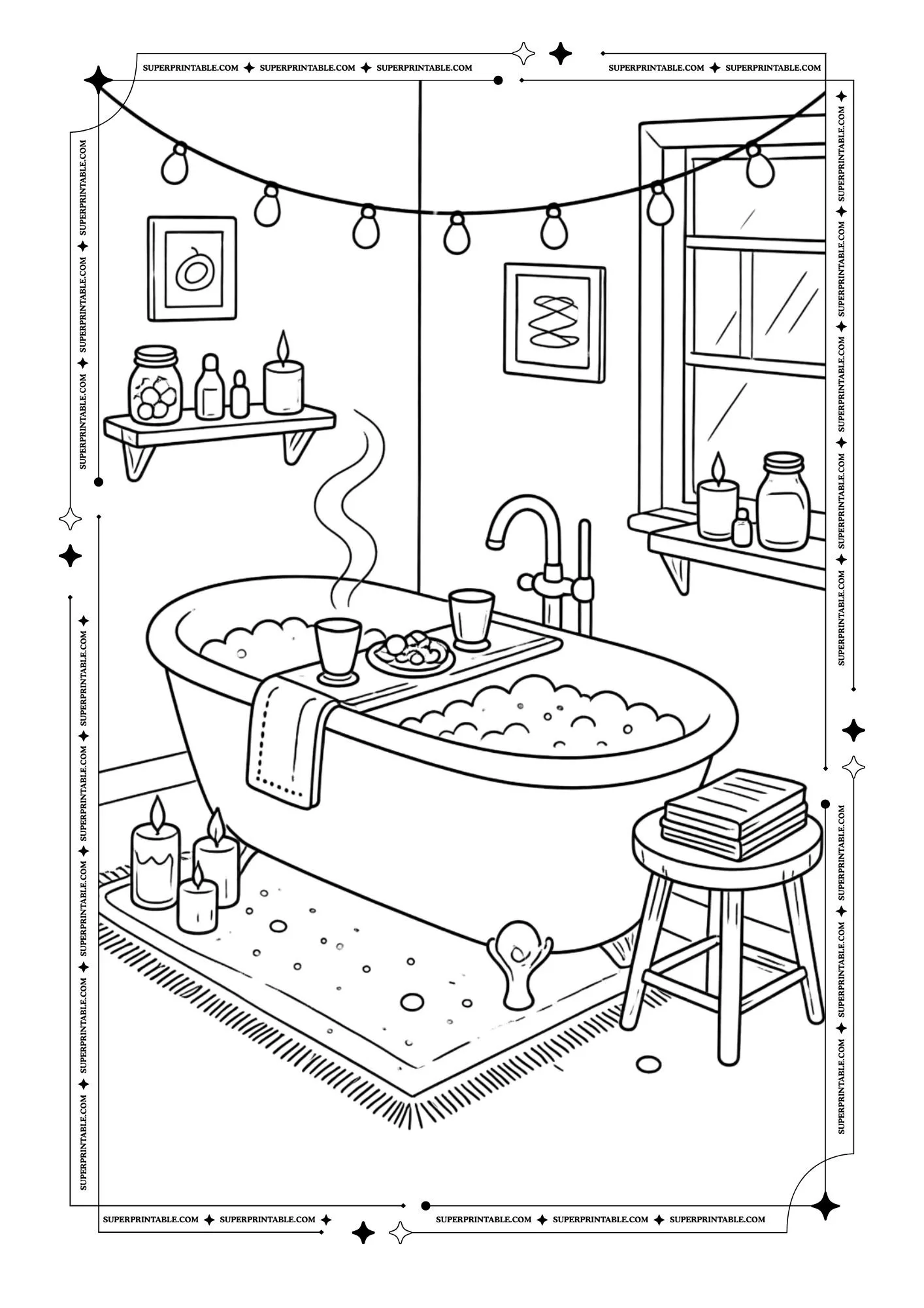The Cozy Soak Retreat Coloring Sheets 7