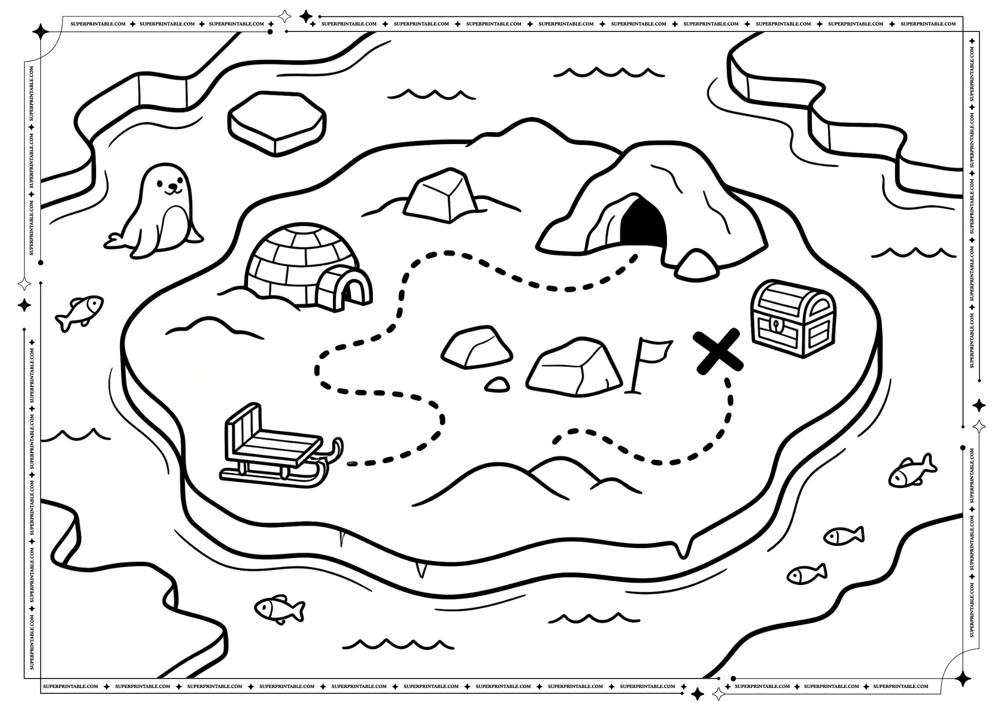 Treasure Map Coloring Maps 3