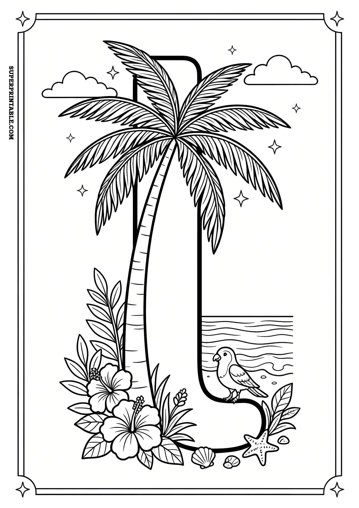 Tropical Paradise Lowercase ABC Coloring Pages 11