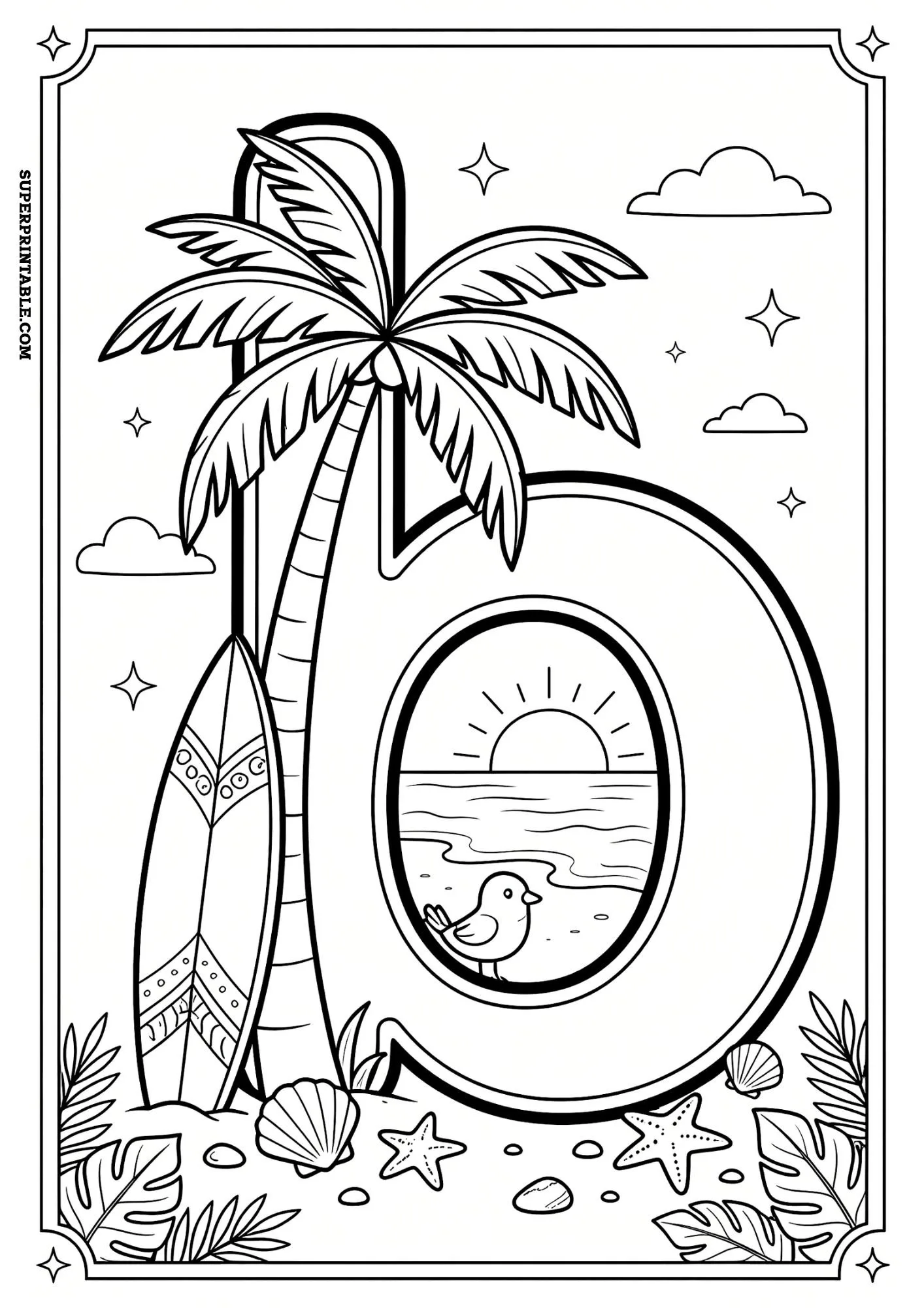 Tropical Paradise Lowercase ABC Coloring Pages 2