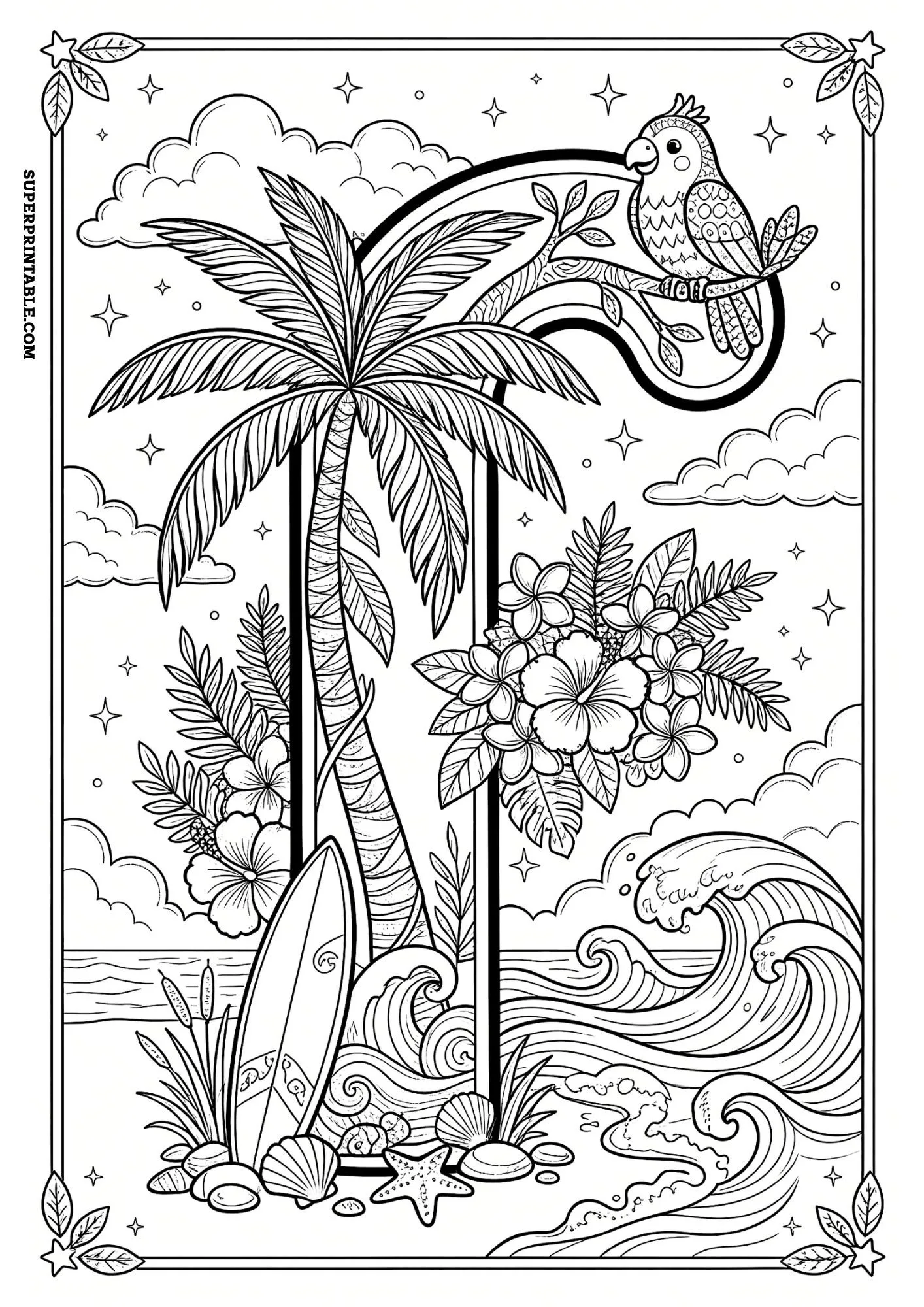 Tropical Paradise Lowercase ABC Coloring Pages 6