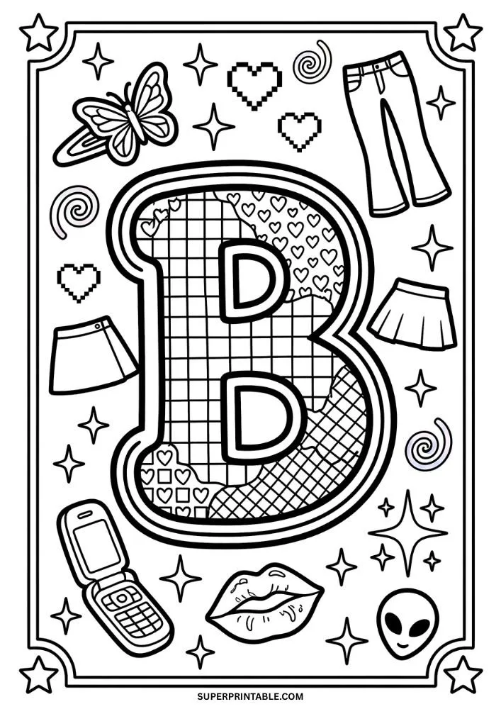 Y2K Alphabet Coloring Pages 2