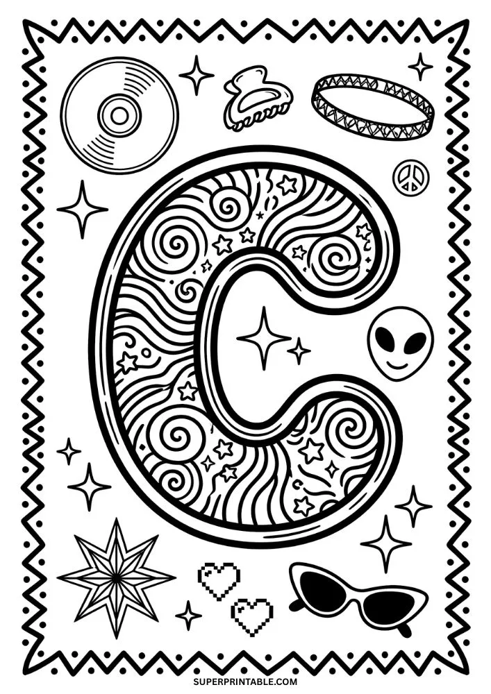 Y2K Alphabet Coloring Pages 3
