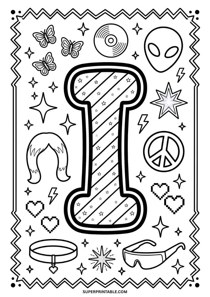 Y2K Alphabet Coloring Pages 9