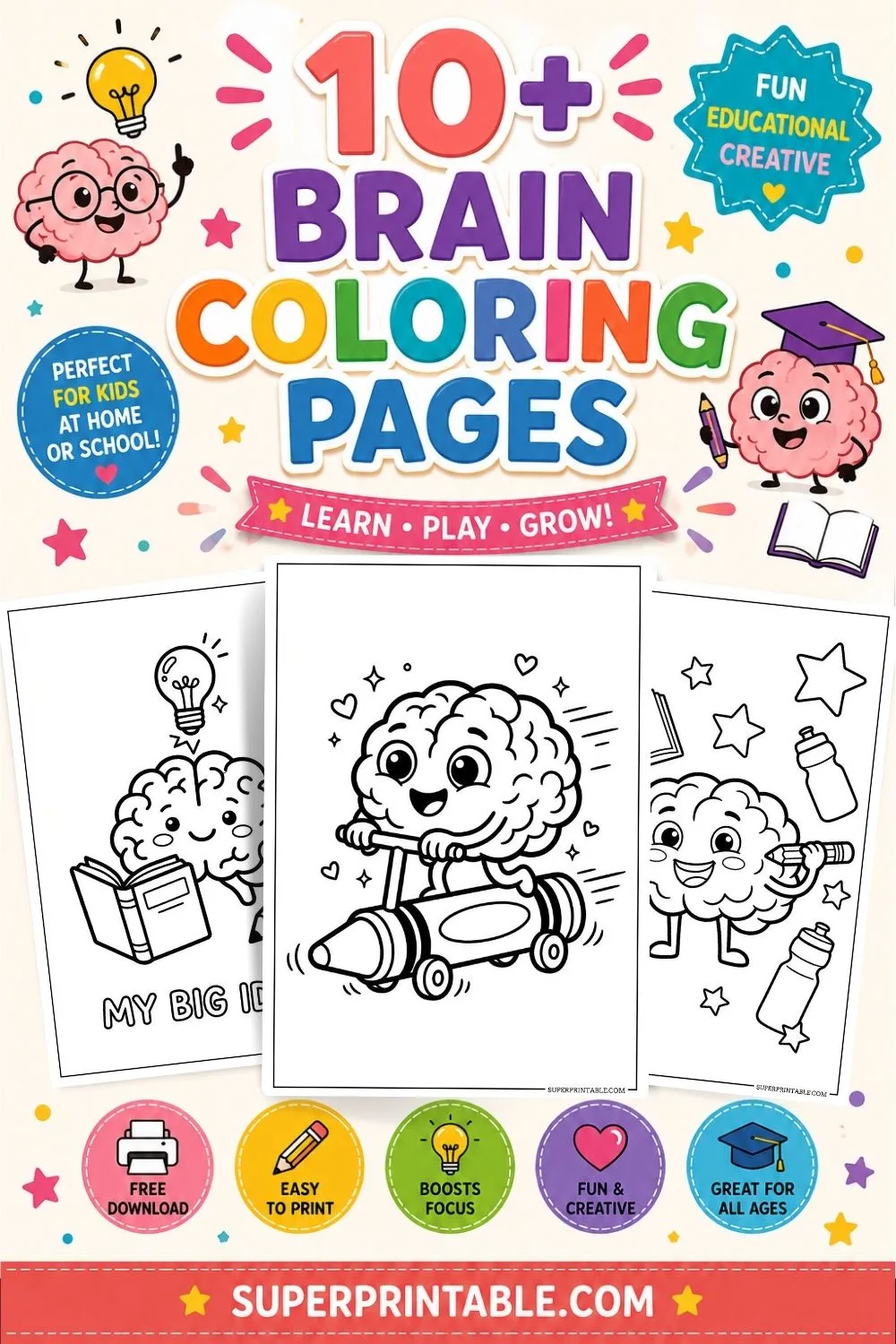 10+ Brain Coloring Pages Pinterest Image