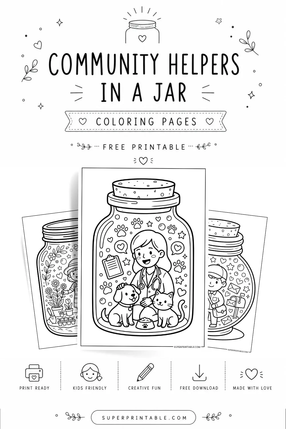 10+ Community Helpers In A Jar Coloring Pages Pinterest Image