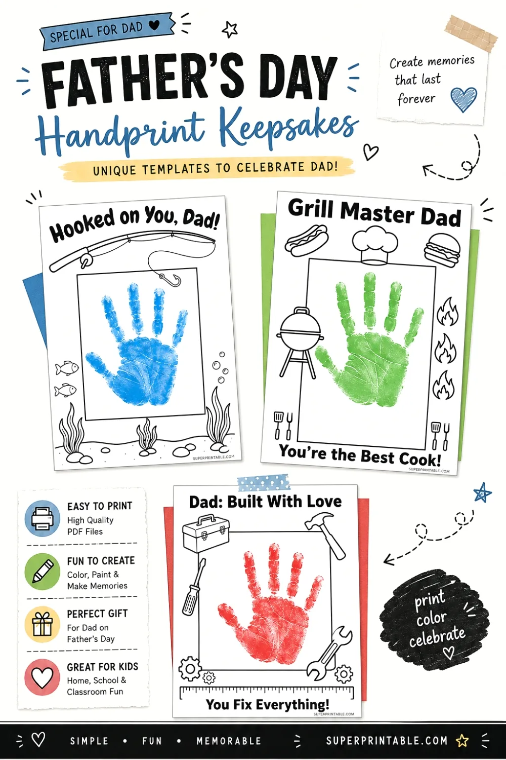 10+ Father's Day Handprint Activity Template Pinterest Image
