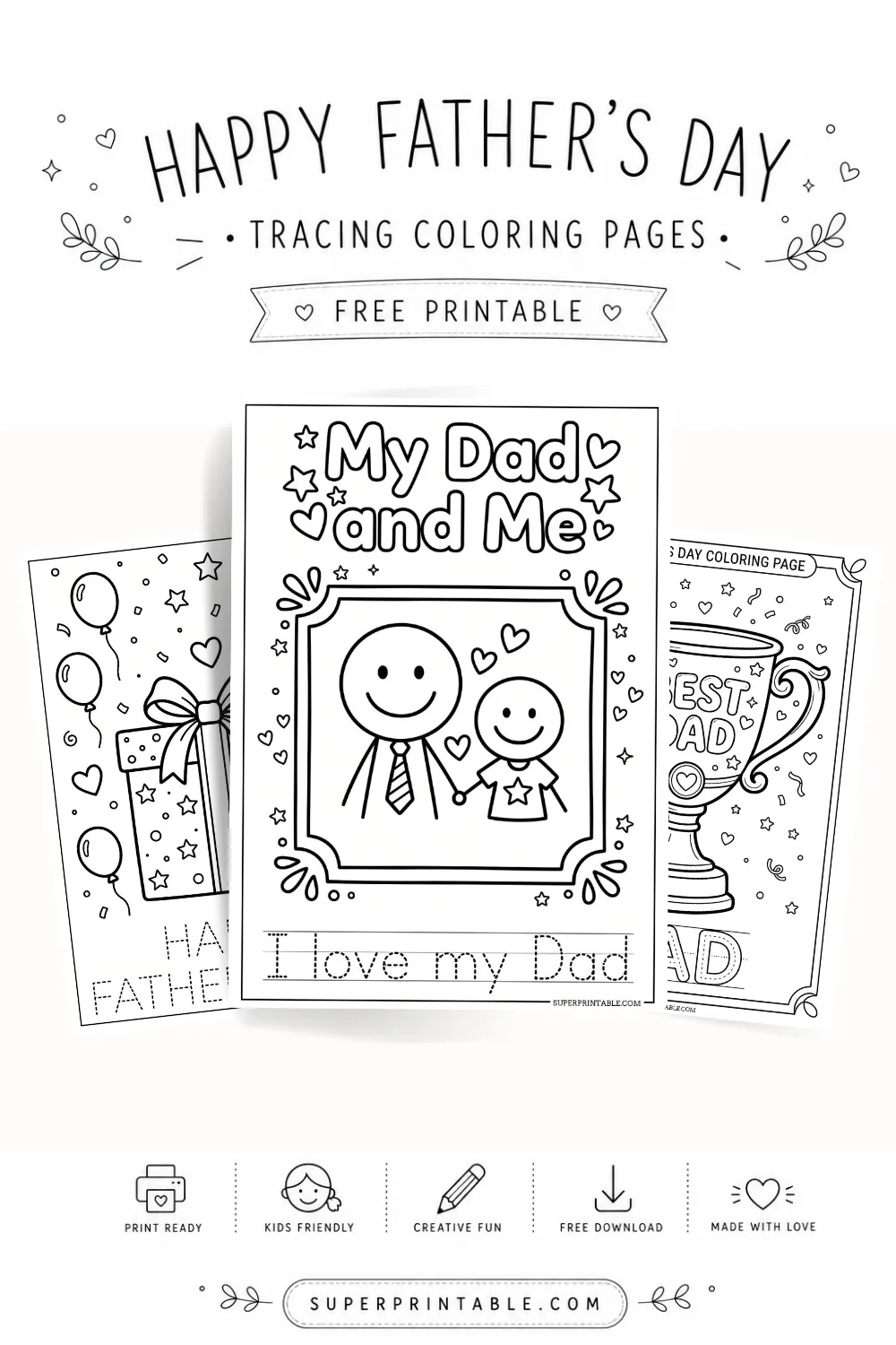10+ Happy Father’s Day Tracing Coloring Pages Pinterest Image