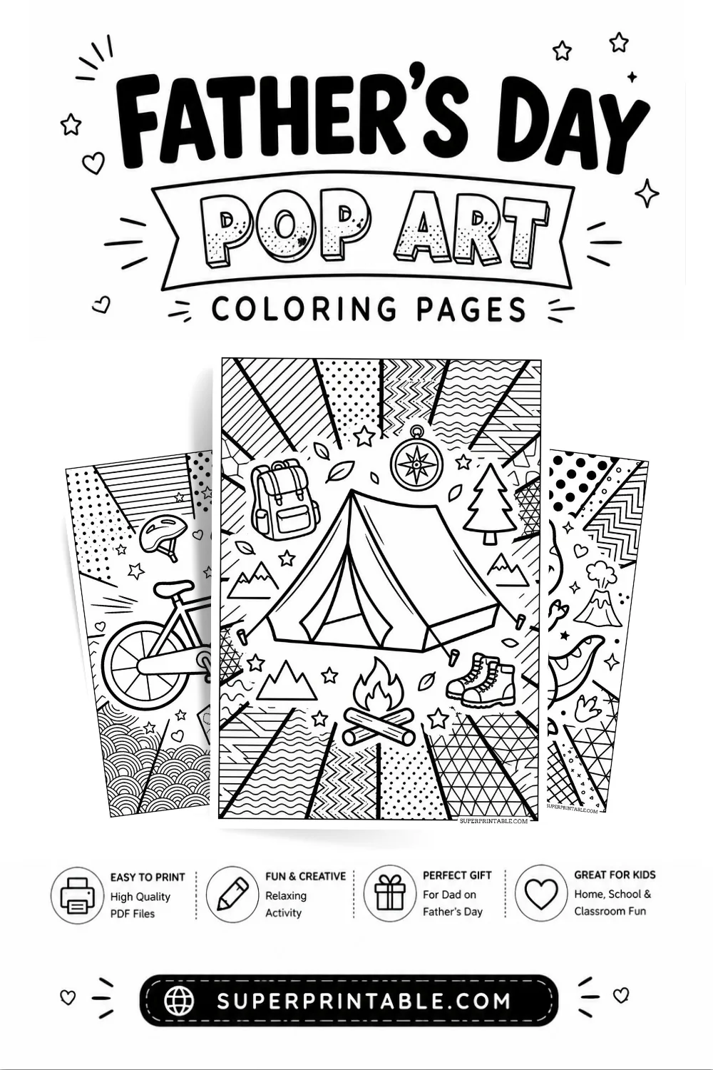 15+ Father's Day Pop Art Coloring Pages Pinterest Image
