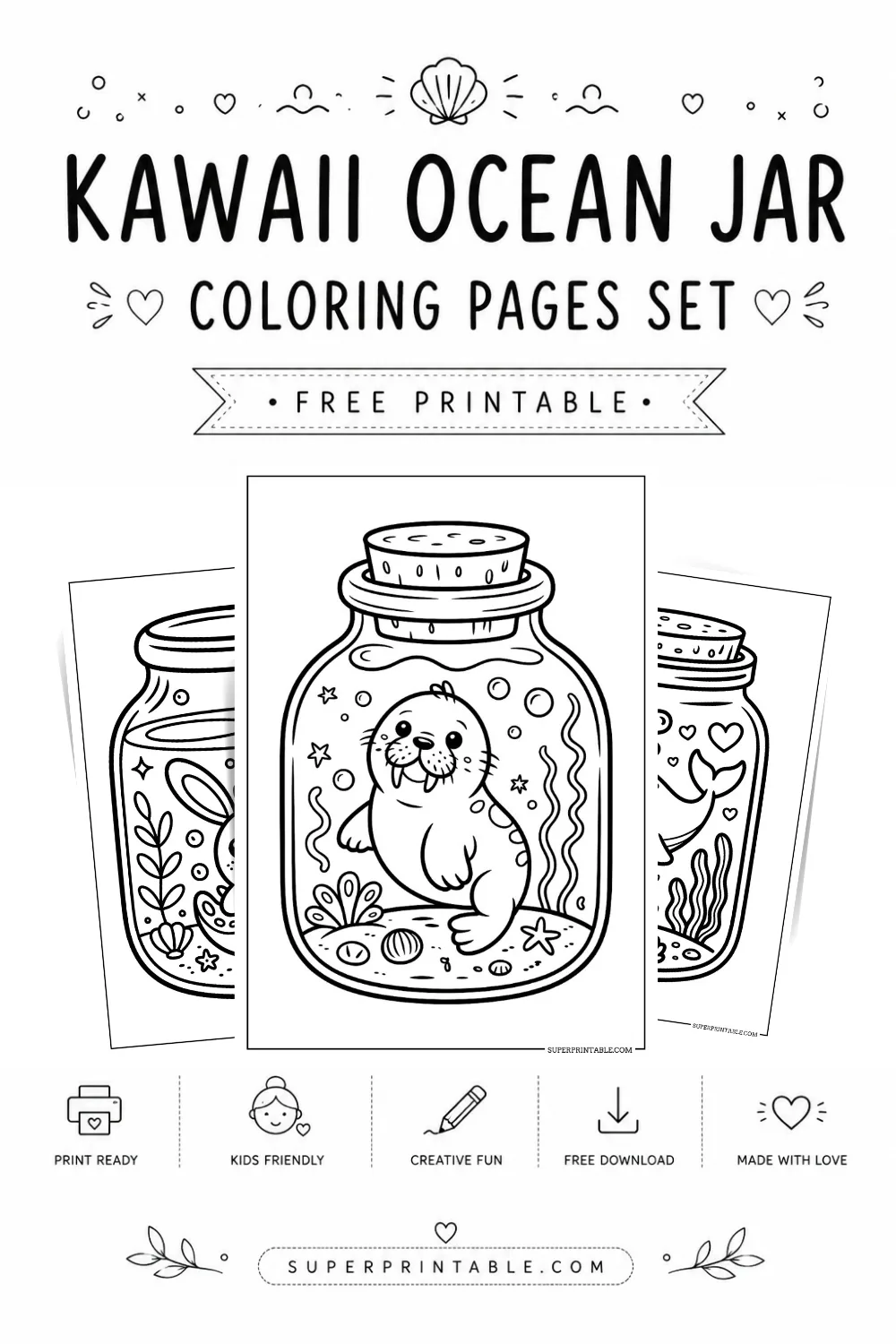 25 Kawaii Ocean Jar Coloring Pages Pinterest Image