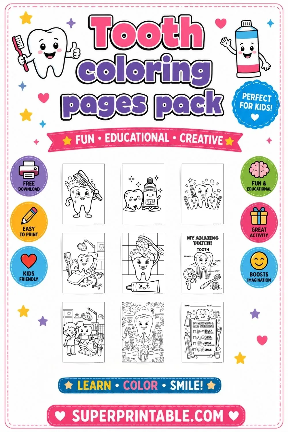 25 Tooth Coloring Pages Pinterest Image