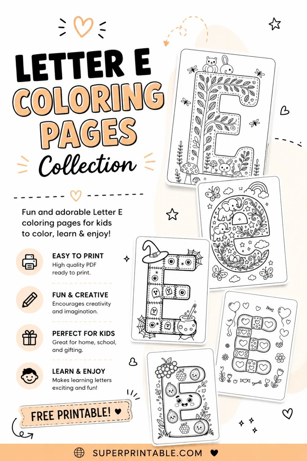 30 Letter E Coloring Pages Collection Pinterest Image