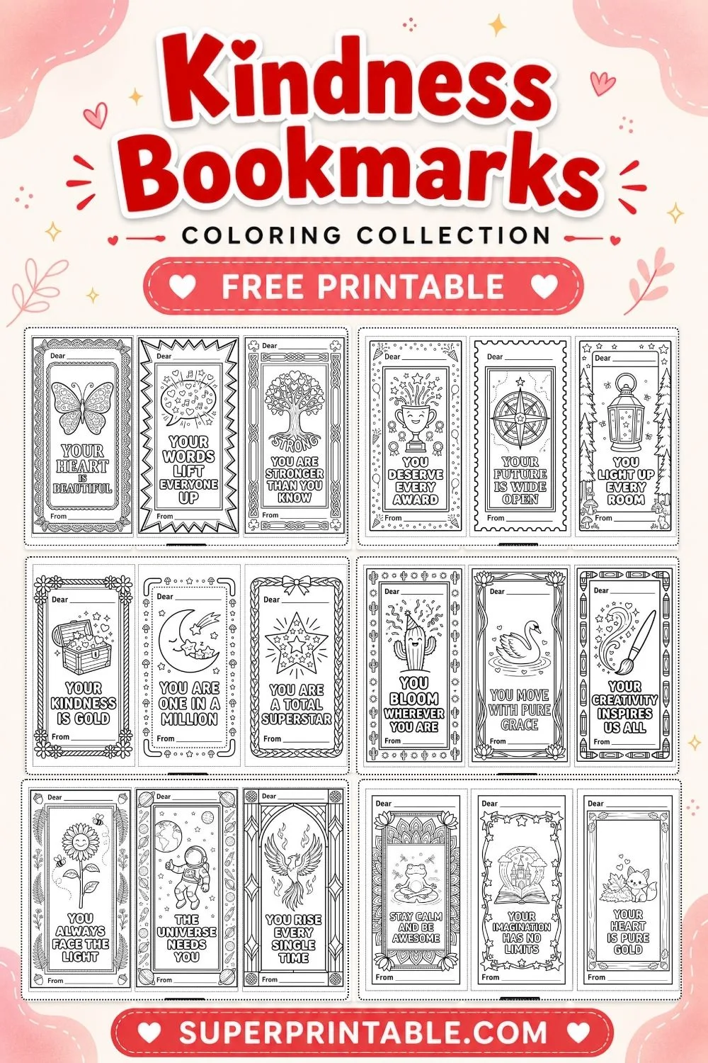 36 Kindness Bookmarks Coloring Pack Pinterest Image