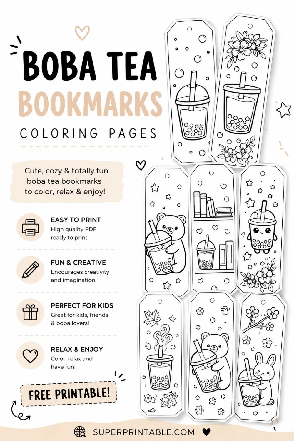 40 Boba Tea Bookmarks Coloring Pages Pinterest Image