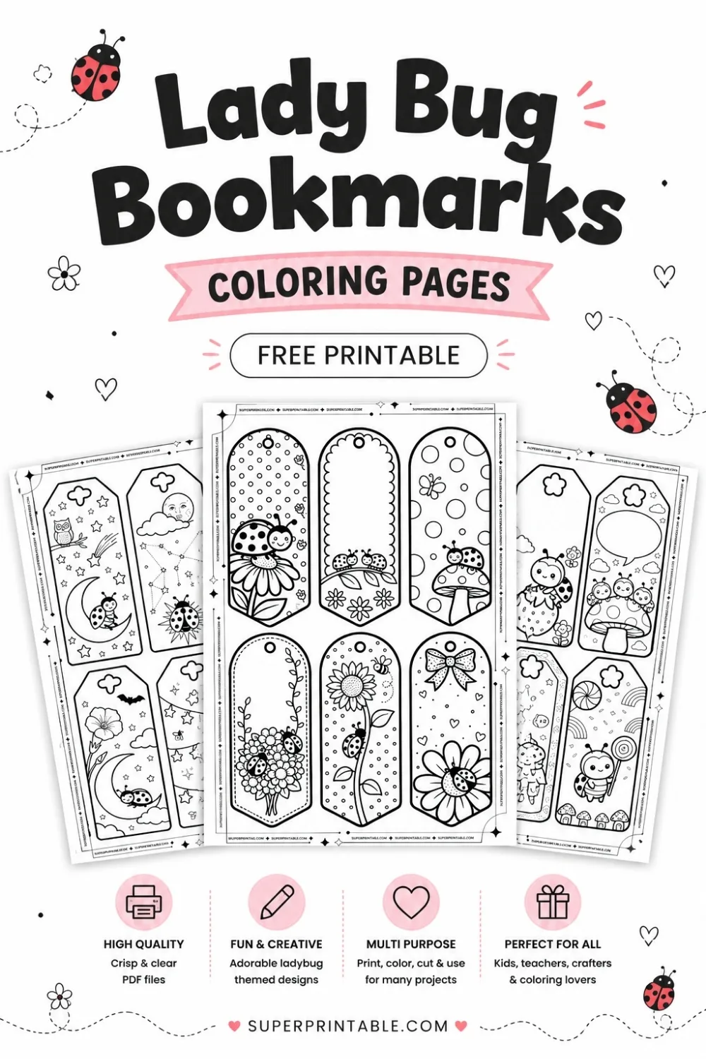 40 Lady Bug Bookmarks Coloring Pages Pinterest Image