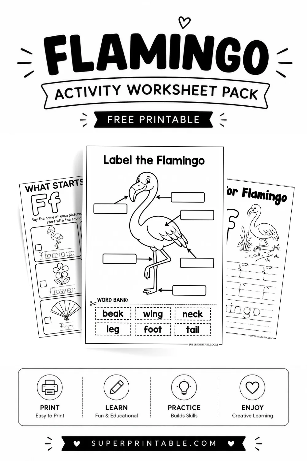 7 Flamingo Activity Worksheet Pinterest Image
