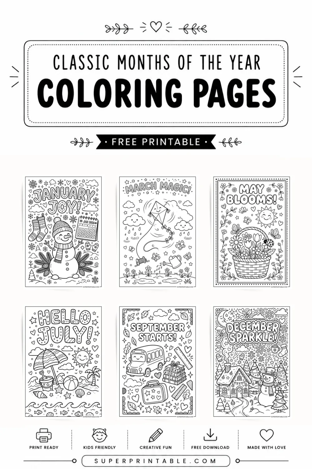 Classic Months Of The Year Coloring Pages Pinterest Image