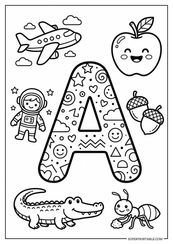 Funky Alphabet Coloring Pages 1
