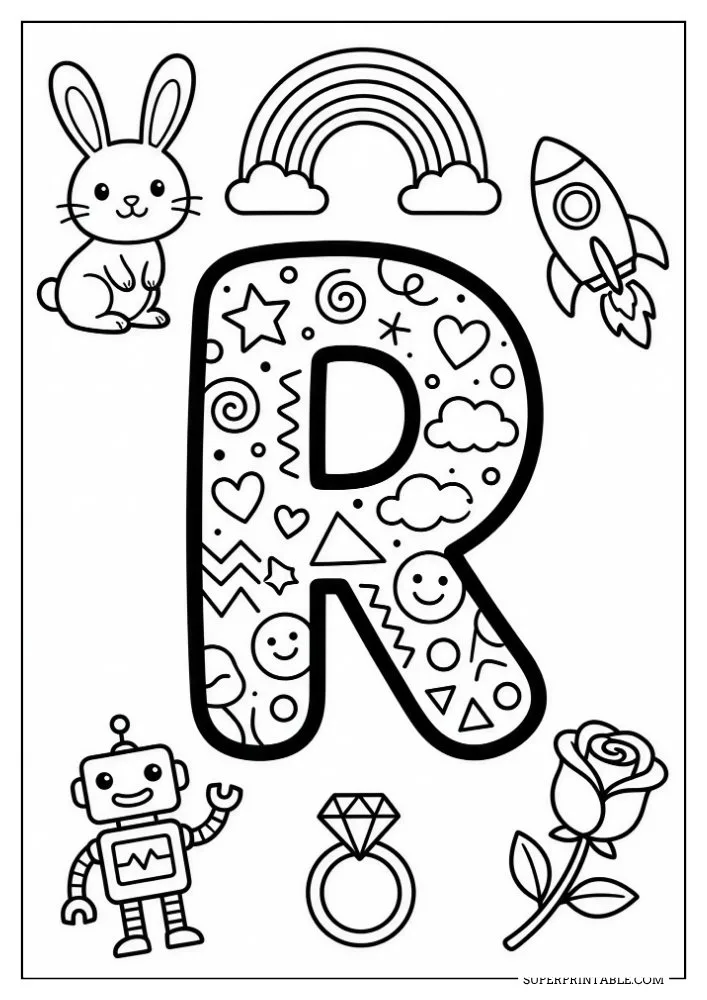 Funky Alphabet Coloring Pages 18