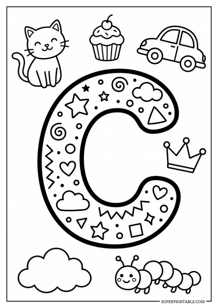 Funky Alphabet Coloring Pages 3