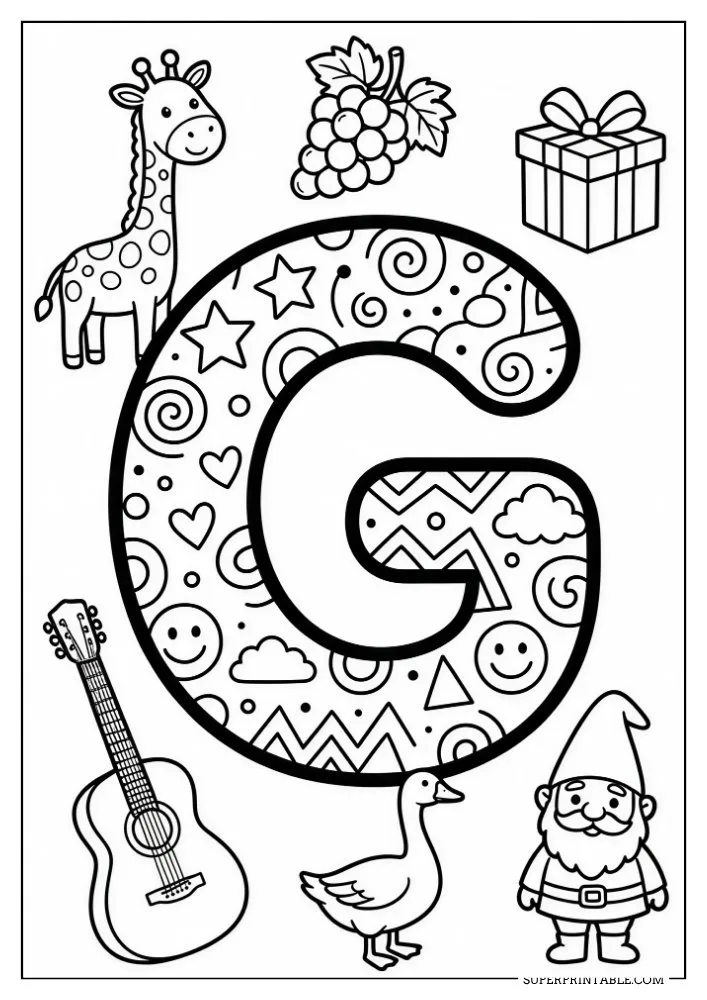 Funky Alphabet Coloring Pages 7