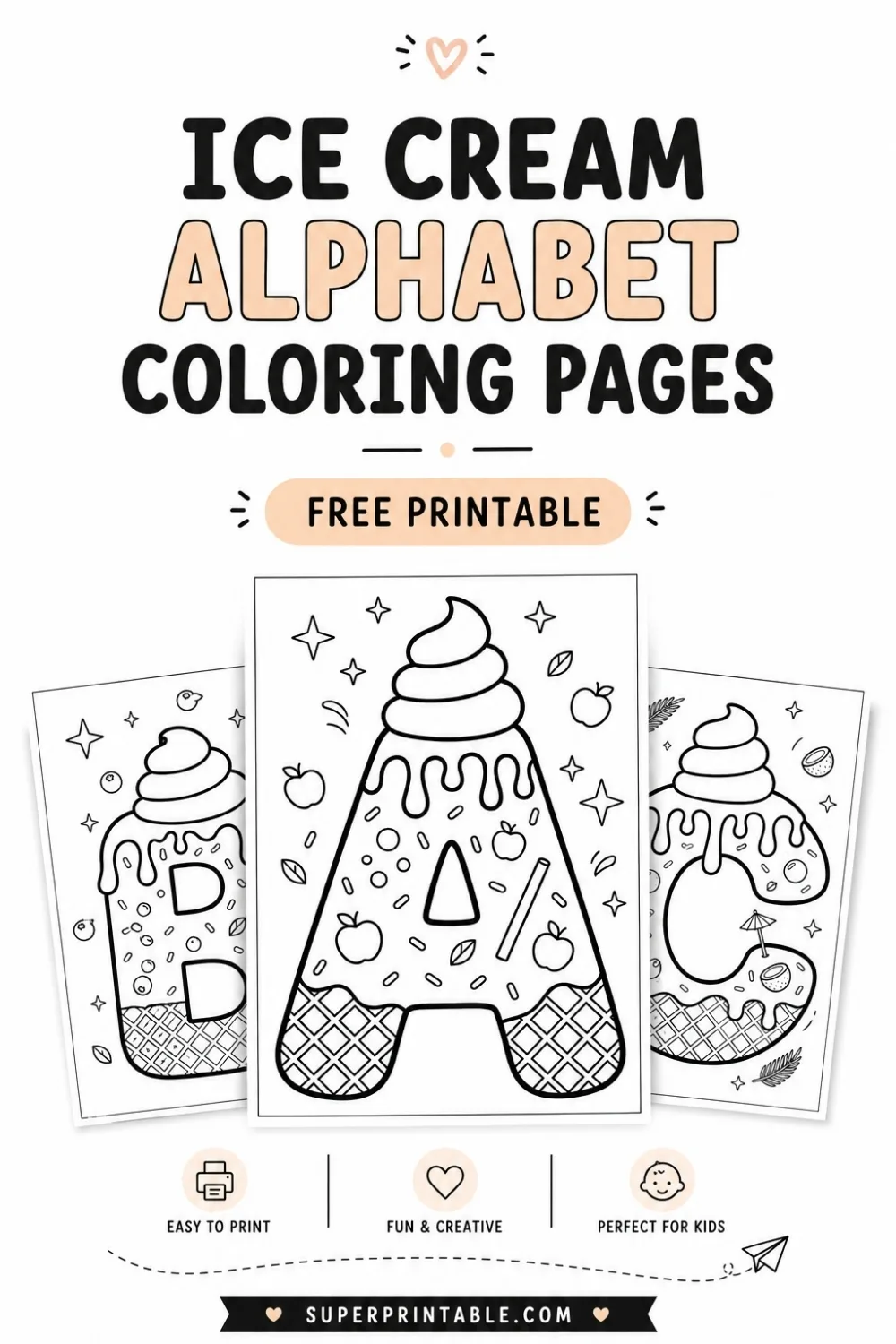 Ice Cream Alphabet Coloring Pages Pinterest Image