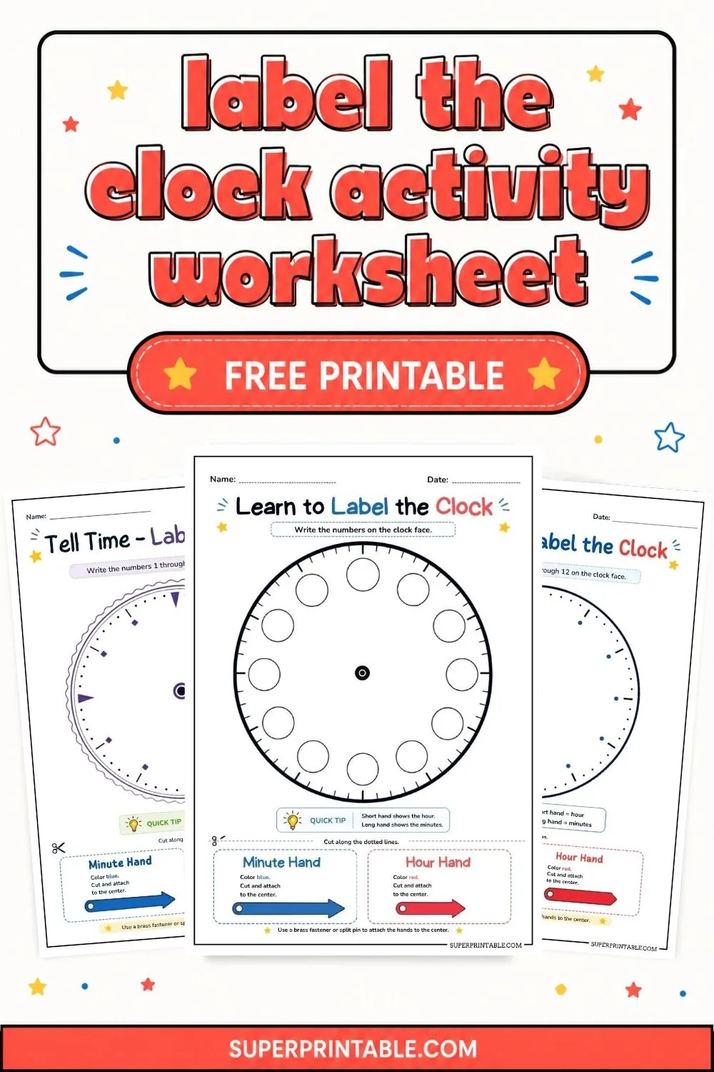 Label The Clock Activity Worksheet Pinterest Image