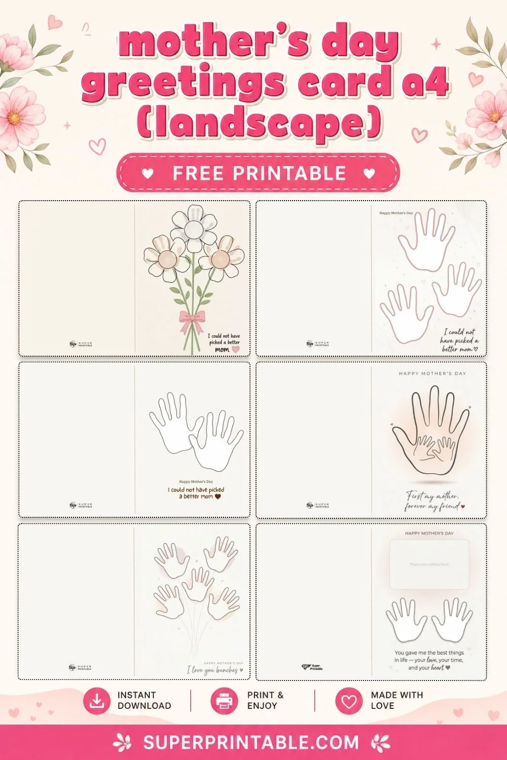 Mother's Day Greetings Card A4 (Landscape) Pinterest Image