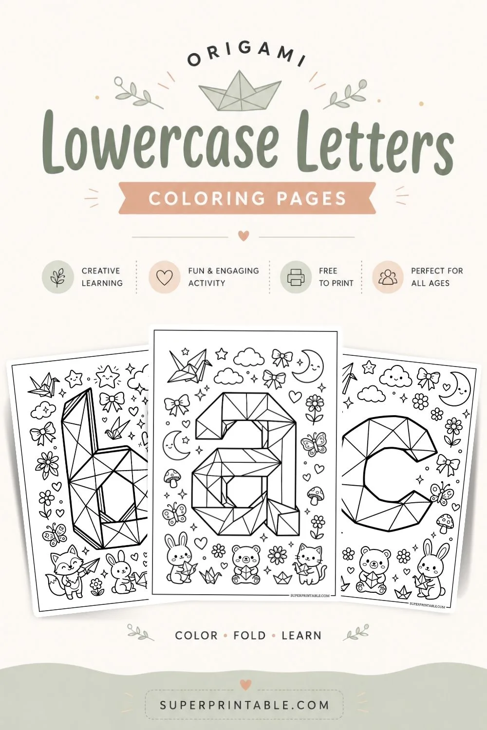 Origami Lowercase Letters Coloring Pages Pinterest Image