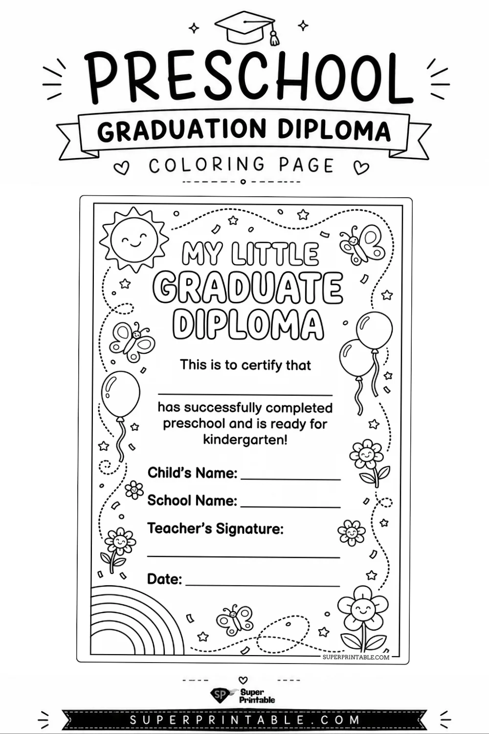 Preschool Graduation Diploma Coloring Page Pinterest Image