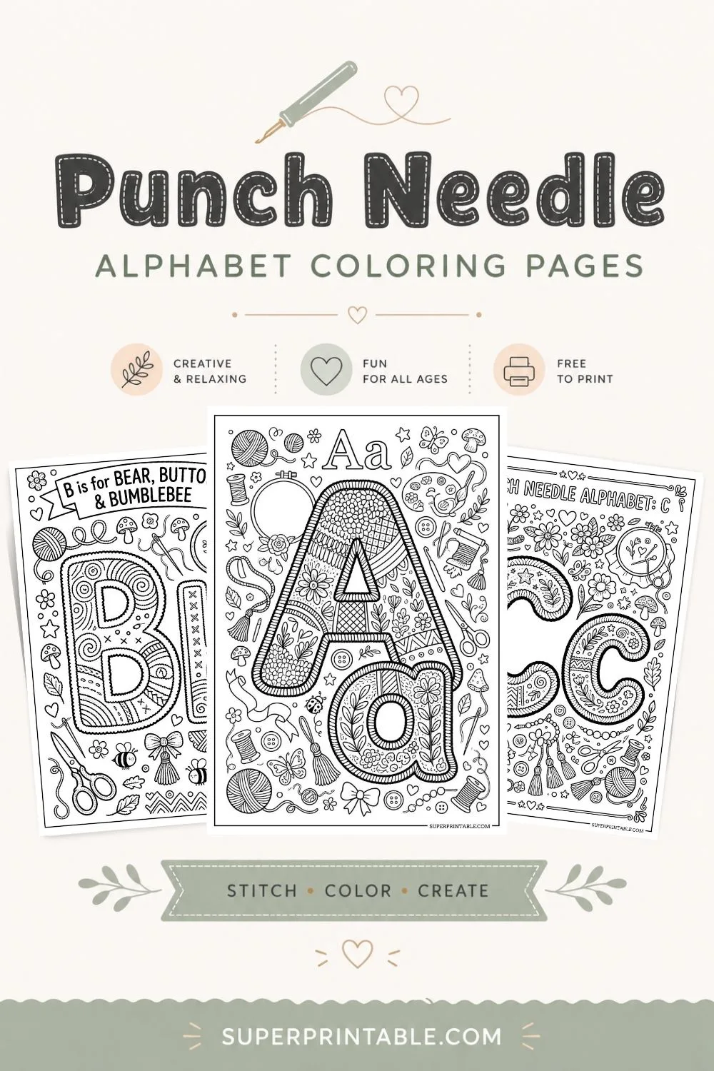 Punch Needle Alphabet Coloring Pages Pinterest Image