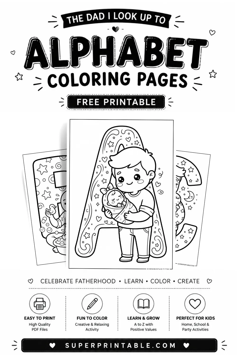 The Dad I Look Up To Alphabet Coloring Pages Pinterest Image