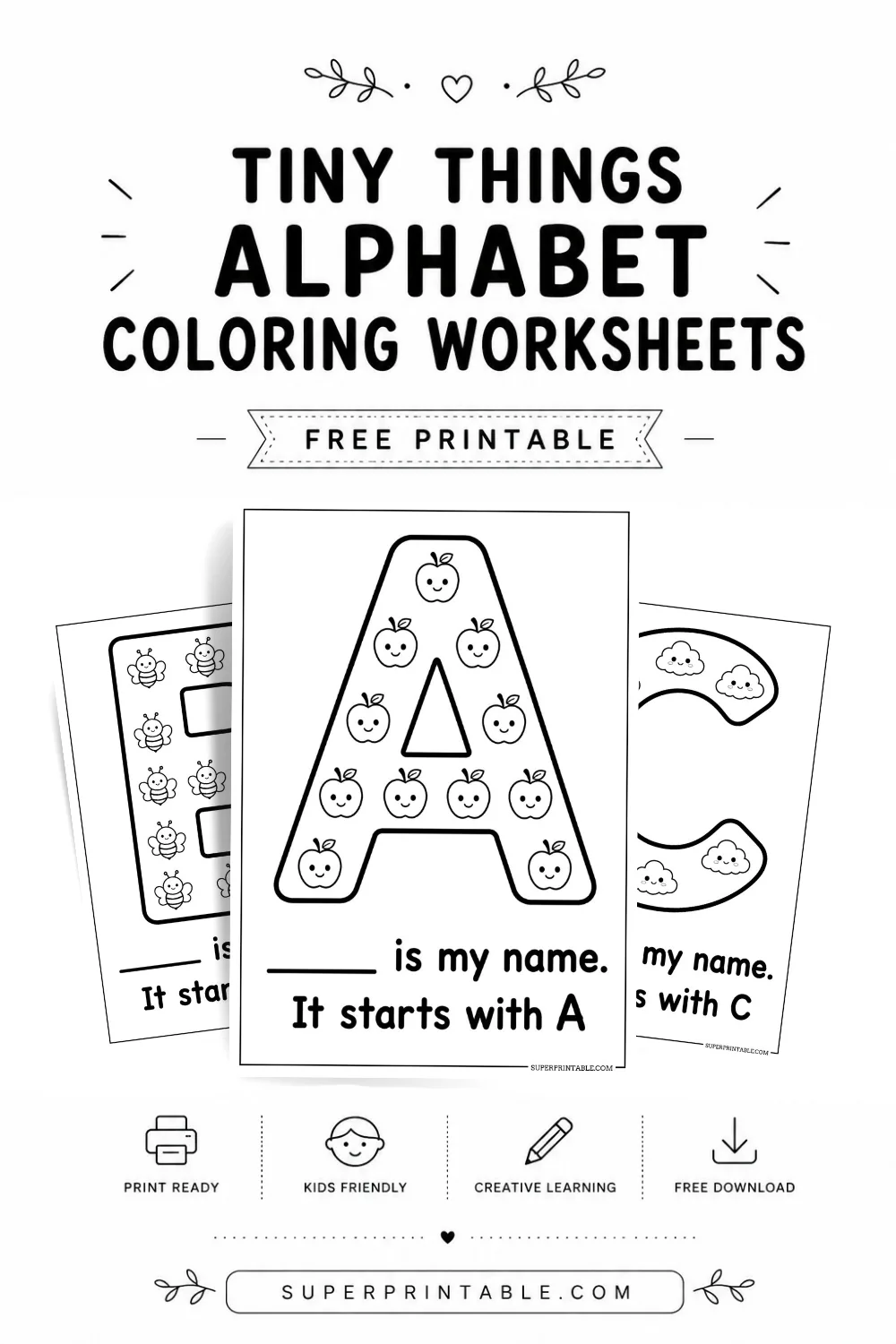 Tiny Things Alphabet Coloring Worksheets Pinterest Image