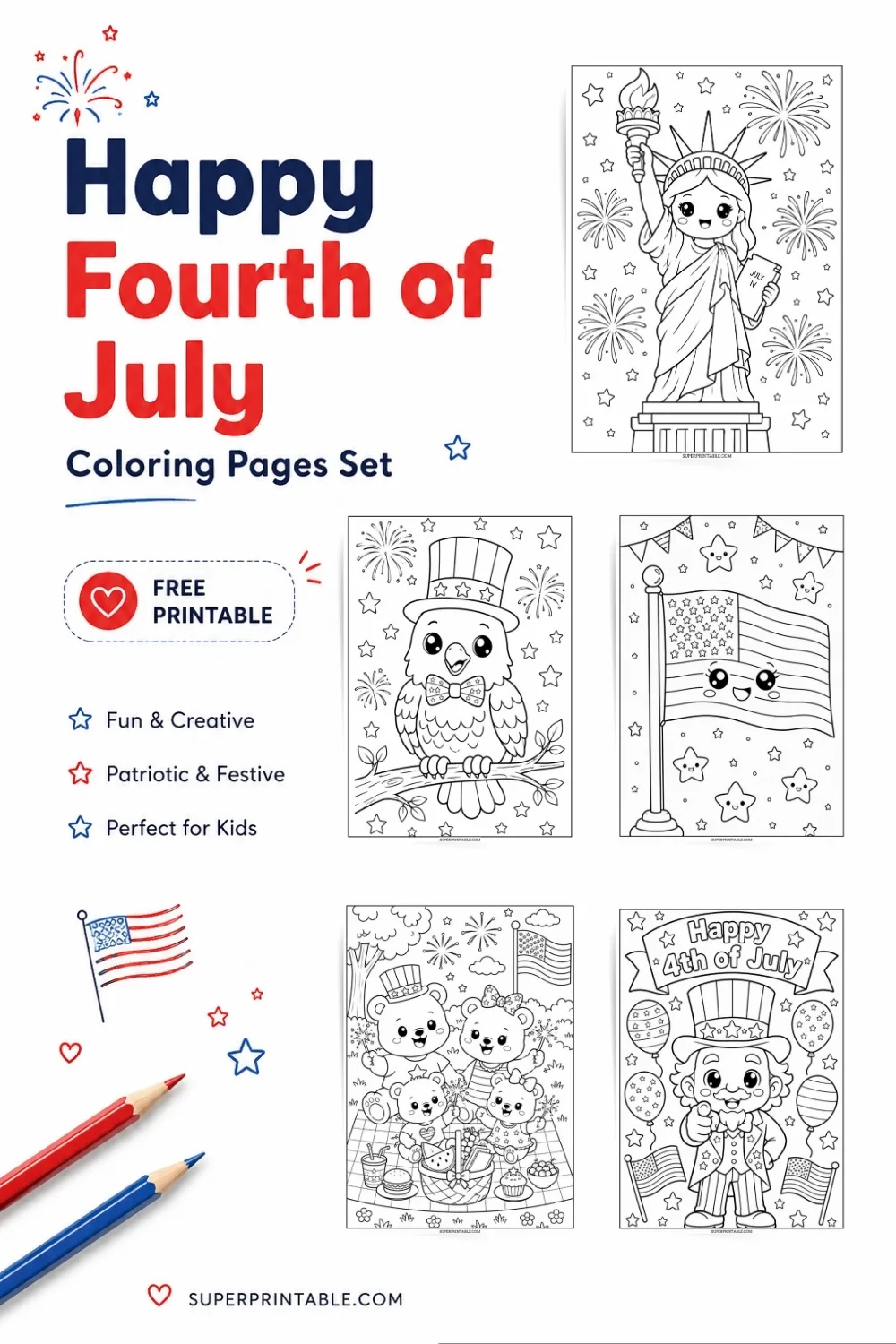 10+ Happy Fourth Of July Coloring Pages Pinterest Image