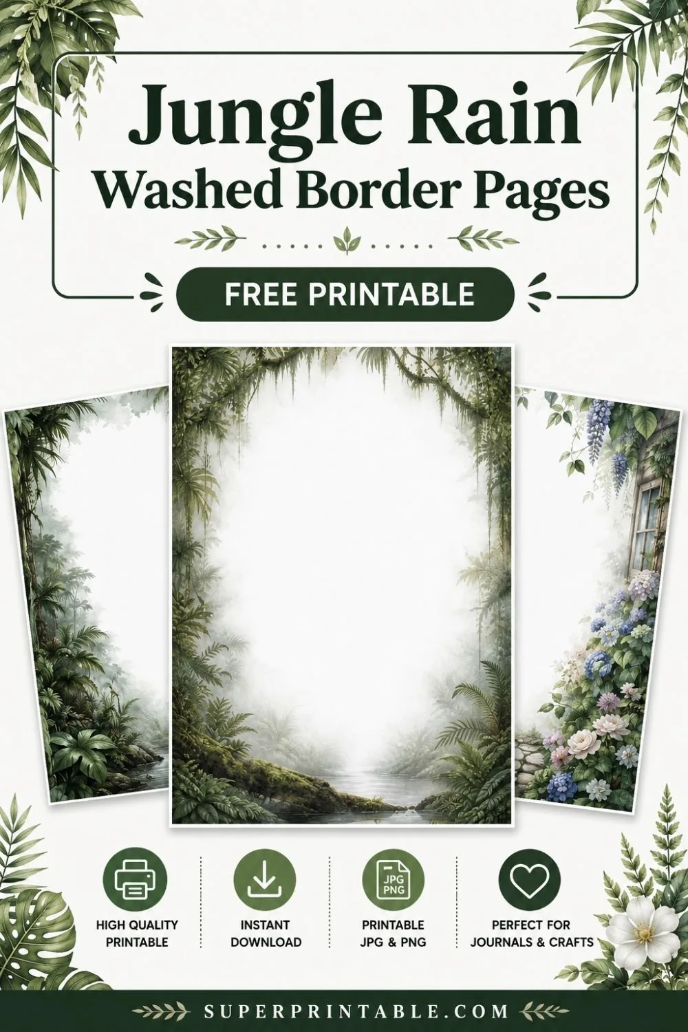 10+ Jungle Rain Washed Border Pages Pinterest Image