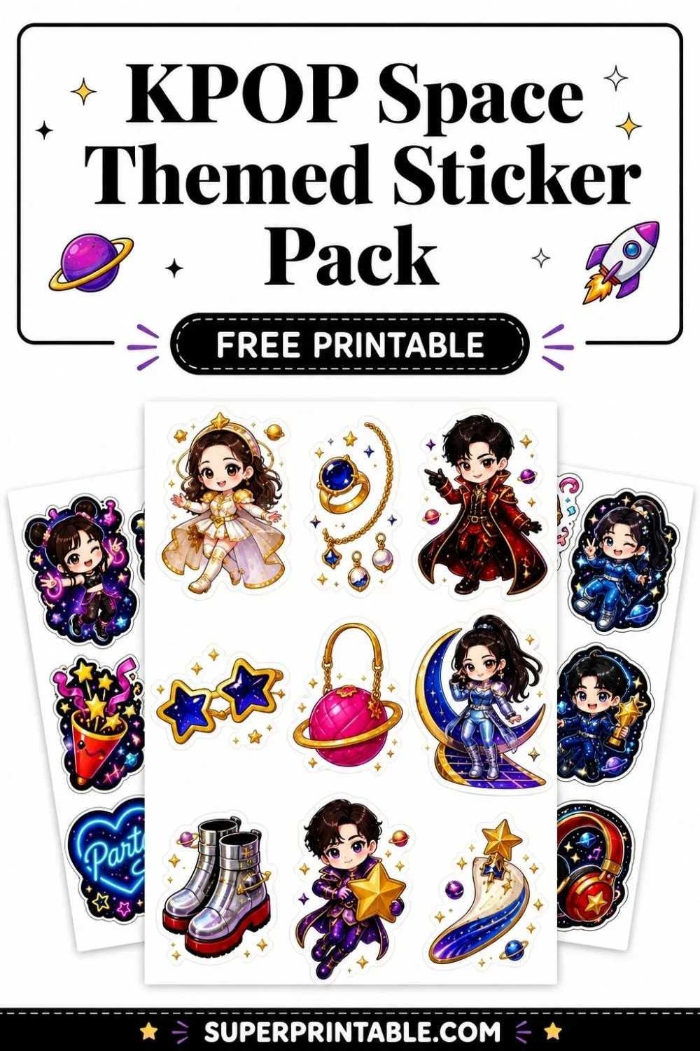 10+ KPOP Space Themed Sticker Pack Pinterest Image