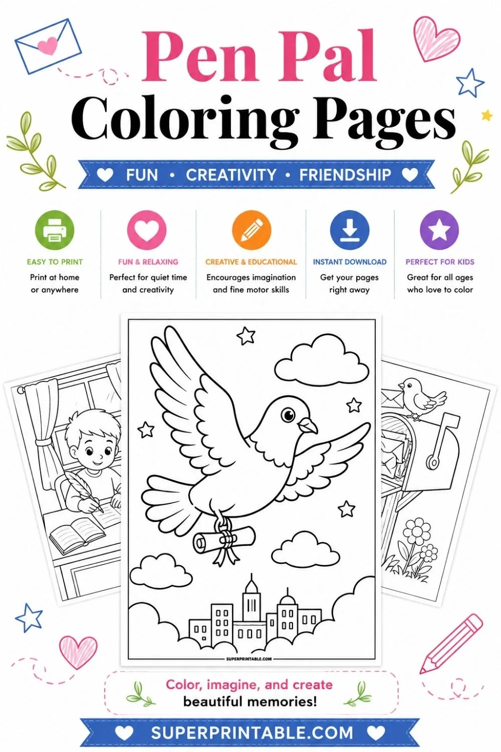 10 Pen Pal Coloring Pages Pinterest Image