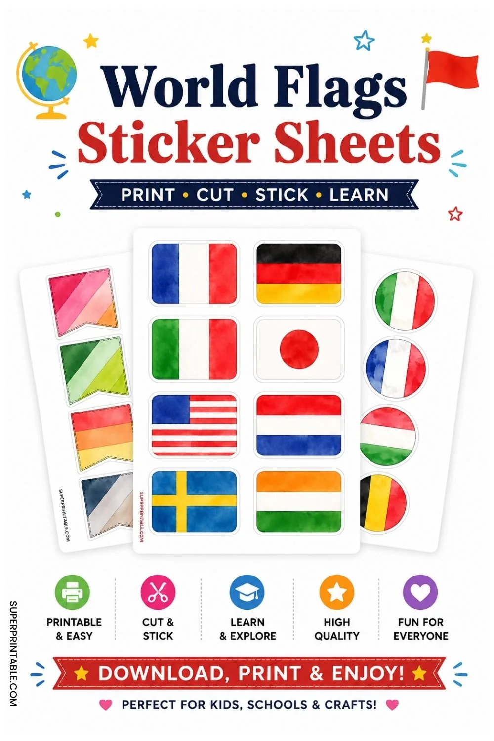 10+ World Flags Sticker Sheets Pinterest Image