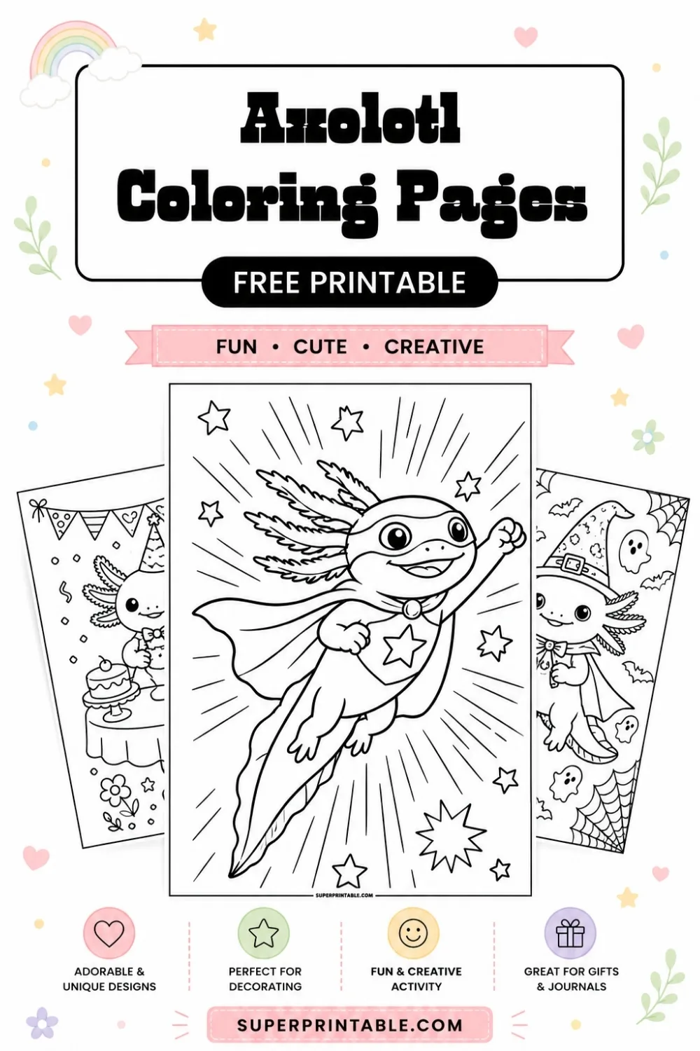 12+ Axolotl Coloring Pages Pinterest Image