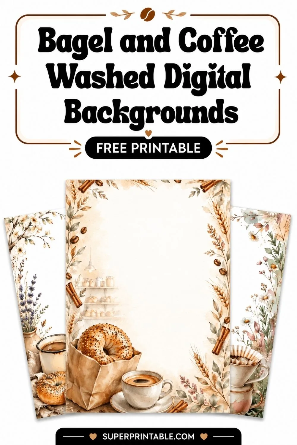 12+ Bagel and Coffee Washed Digital Backgrounds Pinterest Image