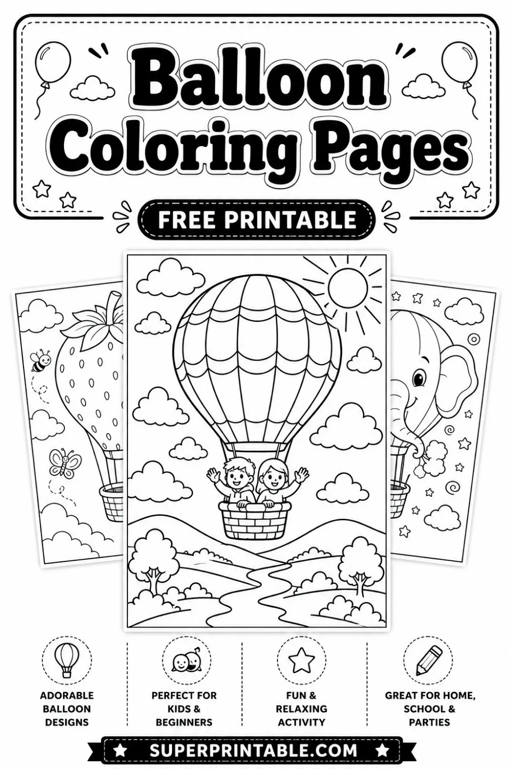 12+ Balloon Coloring Pages Pinterest Image